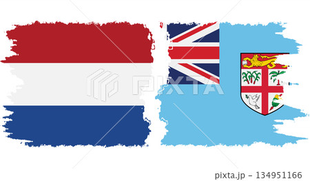 Fiji and Netherlands grunge flags connection vector 134951166