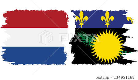 Guadeloupe and Netherlands grunge flags connection vector Guadeloupe and Netherlands grunge flags connection vector 134951169