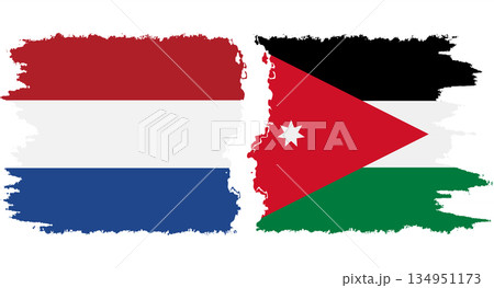 Jordan and Netherlands grunge flags connection vector Jordan and Netherlands grunge flags connection vector 134951173