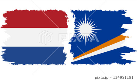 Marshall Islands and Netherlands grunge flags connection vector Marshall Islands and Netherlands grunge flags connection vector 134951181