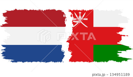 Oman and Netherlands grunge flags connection vector 134951189