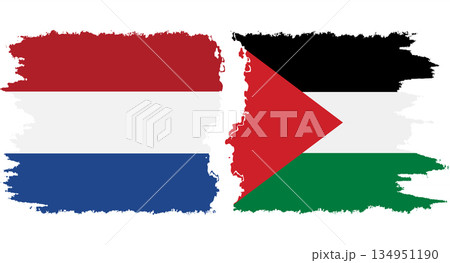 Palestine and Netherlands grunge flags connection vector Palestine and Netherlands grunge flags connection vector 134951190