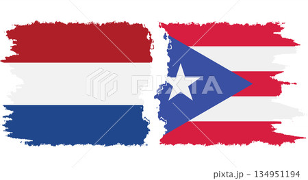 Puerto Rico and Netherlands grunge flags connection vector 134951194