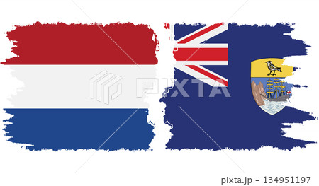 Saint Helena and Netherlands grunge flags connection vector 134951197