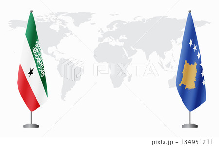Somaliland and Kosovo flags for official meeting 134951211