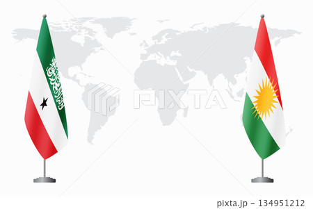 Somaliland and Kurdistan flags for official meeting Somaliland and Kurdistan flags for official meeting 134951212