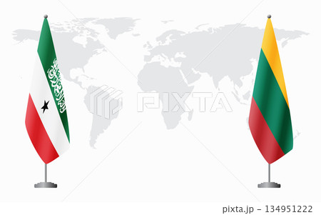 Somaliland and Lithuania flags for official meeting 134951222