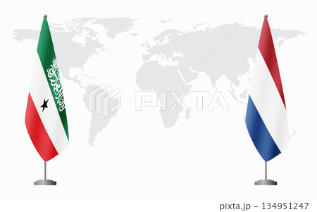 Somaliland and Netherlands flags for official meeting Somaliland and Netherlands flags for official meeting 134951247