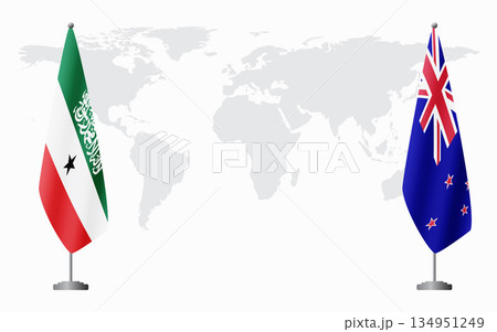 Somaliland and New Zealand flags for official meeting 134951249