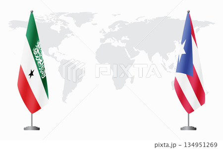 Somaliland and Puerto Rico flags for official meeting 134951269