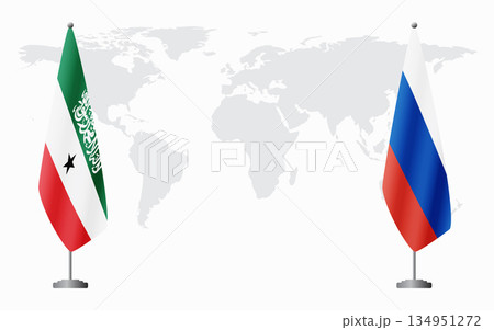 Somaliland and Russia flags for official meeting 134951272
