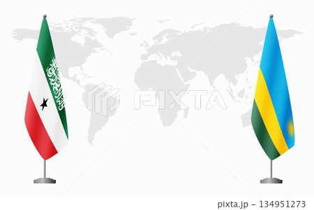 Somaliland and Rwanda flags for official meeting 134951273