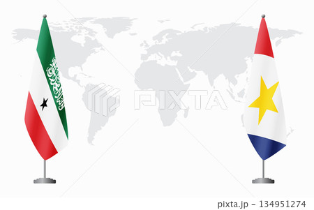 Somaliland and Saba flags for official meeting Somaliland and Saba flags for official meeting 134951274