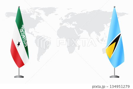 Somaliland and Saint Lucia flags for official meeting Somaliland and Saint Lucia flags for official meeting 134951279