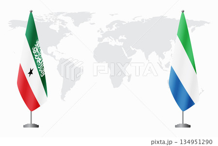 Somaliland and Sierra Leone flags for official meeting 134951290