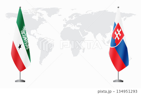 Somaliland and Slovakia flags for official meeting 134951293