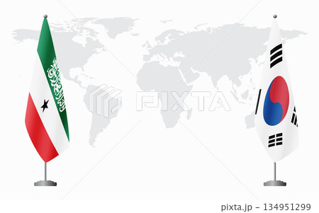 Somaliland and South Korea flags for official meeting 134951299