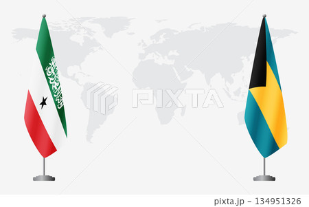 Somaliland and Bahamas flags for official meeting 134951326