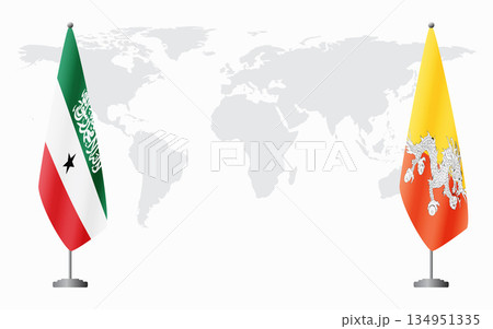 Somaliland and Bhutan flags for official meeting 134951335