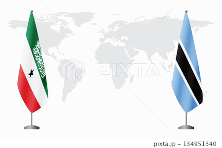 Somaliland and Botswana flags for official meeting 134951340