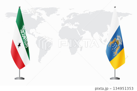 Somaliland and Canary Islands flags for official meeting Somaliland and Canary Islands flags for official meeting 134951353