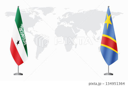 Somaliland and Congo Kinshasa flags for official meeting 134951364