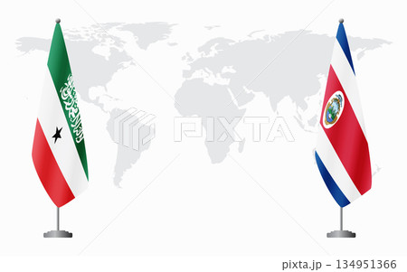Somaliland and Costa Rica flags for official meeting 134951366