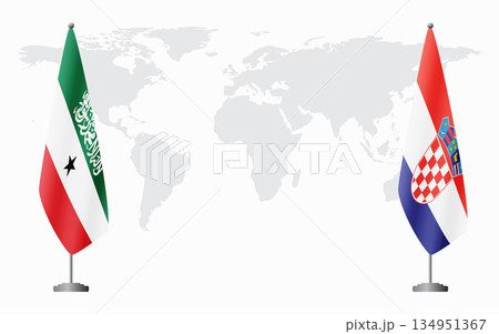 Somaliland and Croatia flags for official meeting 134951367