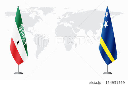 Somaliland and Curacao flags for official meeting 134951369