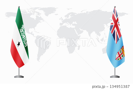 Somaliland and Fiji flags for official meeting Somaliland and Fiji flags for official meeting 134951387