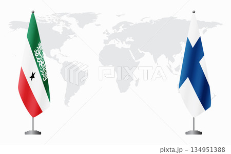 Somaliland and Finland flags for official meeting 134951388