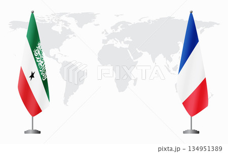 Somaliland and France flags for official meeting 134951389
