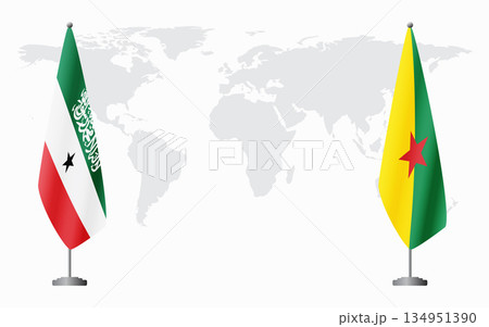 Somaliland and French Guiana flags for official meeting Somaliland and French Guiana flags for official meeting 134951390
