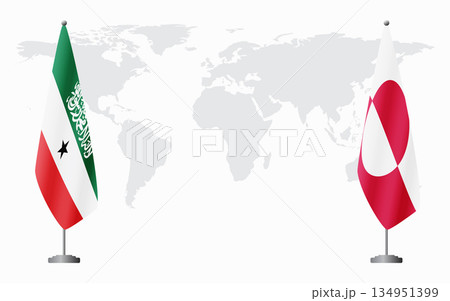 Somaliland and Greenland flags for official meeting 134951399