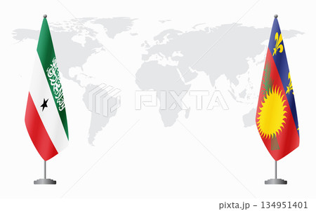 Somaliland and Guadeloupe flags for official meeting Somaliland and Guadeloupe flags for official meeting 134951401