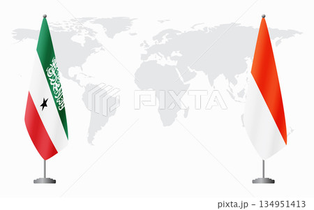 Somaliland and Indonesia flags for official meeting 134951413
