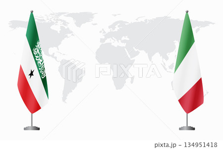 Somaliland and Italy flags for official meeting 134951418