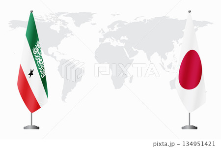 Somaliland and Japan flags for official meeting 134951421