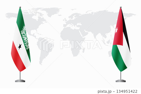Somaliland and Jordan flags for official meeting 134951422