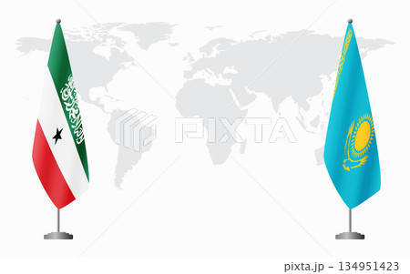 Somaliland and Kazakhstan flags for official meeting Somaliland and Kazakhstan flags for official meeting 134951423