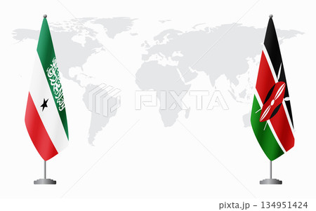 Somaliland and Kenya flags for official meeting 134951424