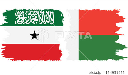 Madagascar and Somaliland grunge flags connection vector 134951433