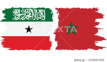 Morocco and Somaliland grunge flags connection vector Morocco and Somaliland grunge flags connection vector 134951445