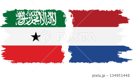 Netherlands and Somaliland grunge flags connection vector 134951448