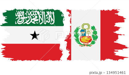 Peru and Somaliland grunge flags connection vector 134951461