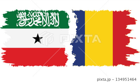 Romania and Somaliland grunge flags connection vector Romania and Somaliland grunge flags connection vector 134951464