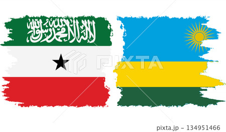 Rwandan and Somaliland grunge flags connection vector 134951466