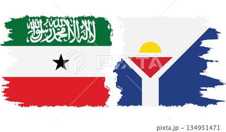 Saint Martin and Somaliland grunge flags connection vector 134951471