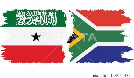 South Africa and Somaliland grunge flags connection vector 134951481