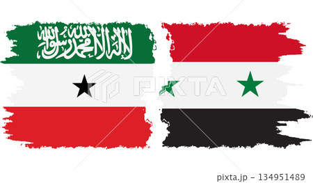 Syria and Somaliland grunge flags connection vector Syria and Somaliland grunge flags connection vector 134951489